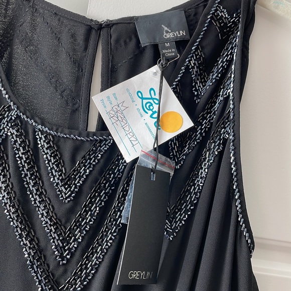 Greylin black sparkle beaded mini dress medium NWT - Picture 6 of 13